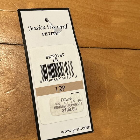 Jessica Howard Chiffon Halter Sheath Dress. 12P. Black. Knee Length. - Picture 3 of 10